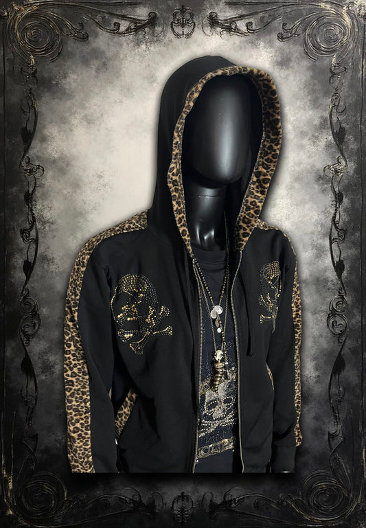 LEOPARD RHINESTONE HOODIE