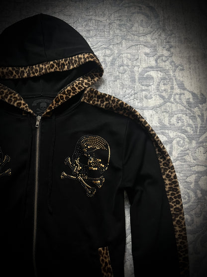 LEOPARD RHINESTONE HOODIE